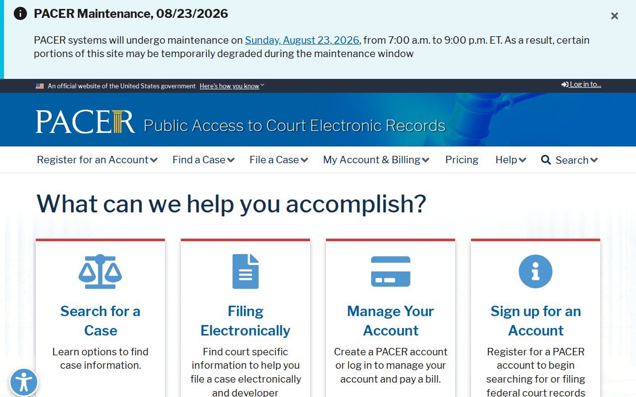 Coweta case search federal PACER fee information