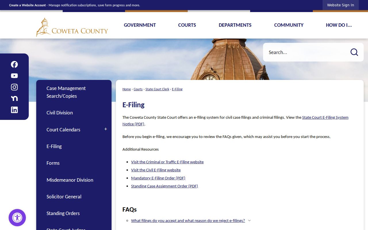 Coweta civil court dockets and county e-filing route