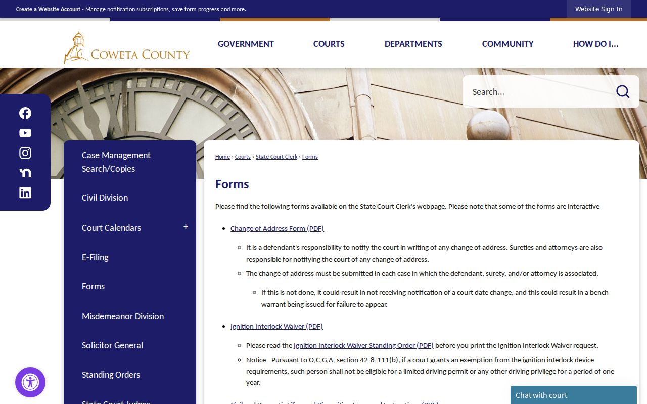 Coweta court records traffic and court forms directory
