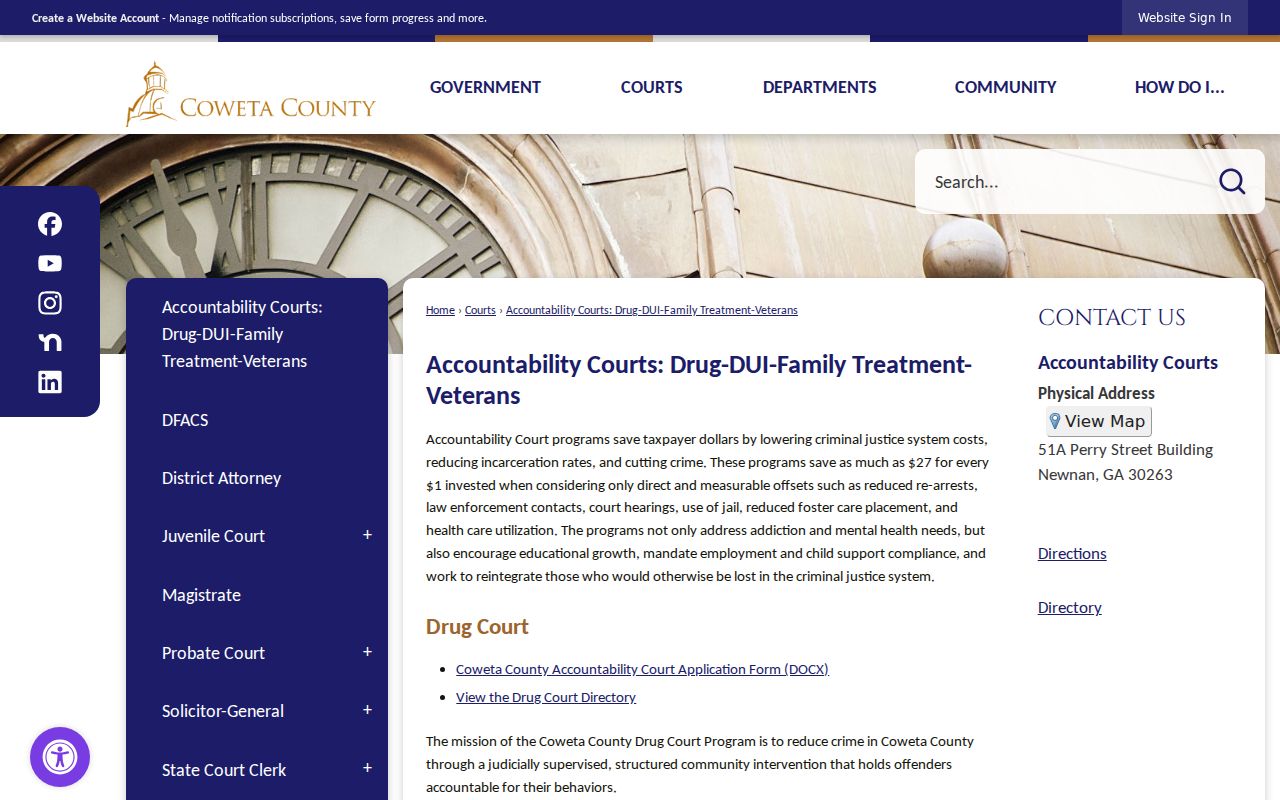 Coweta criminal court dockets and Accountability Courts program access