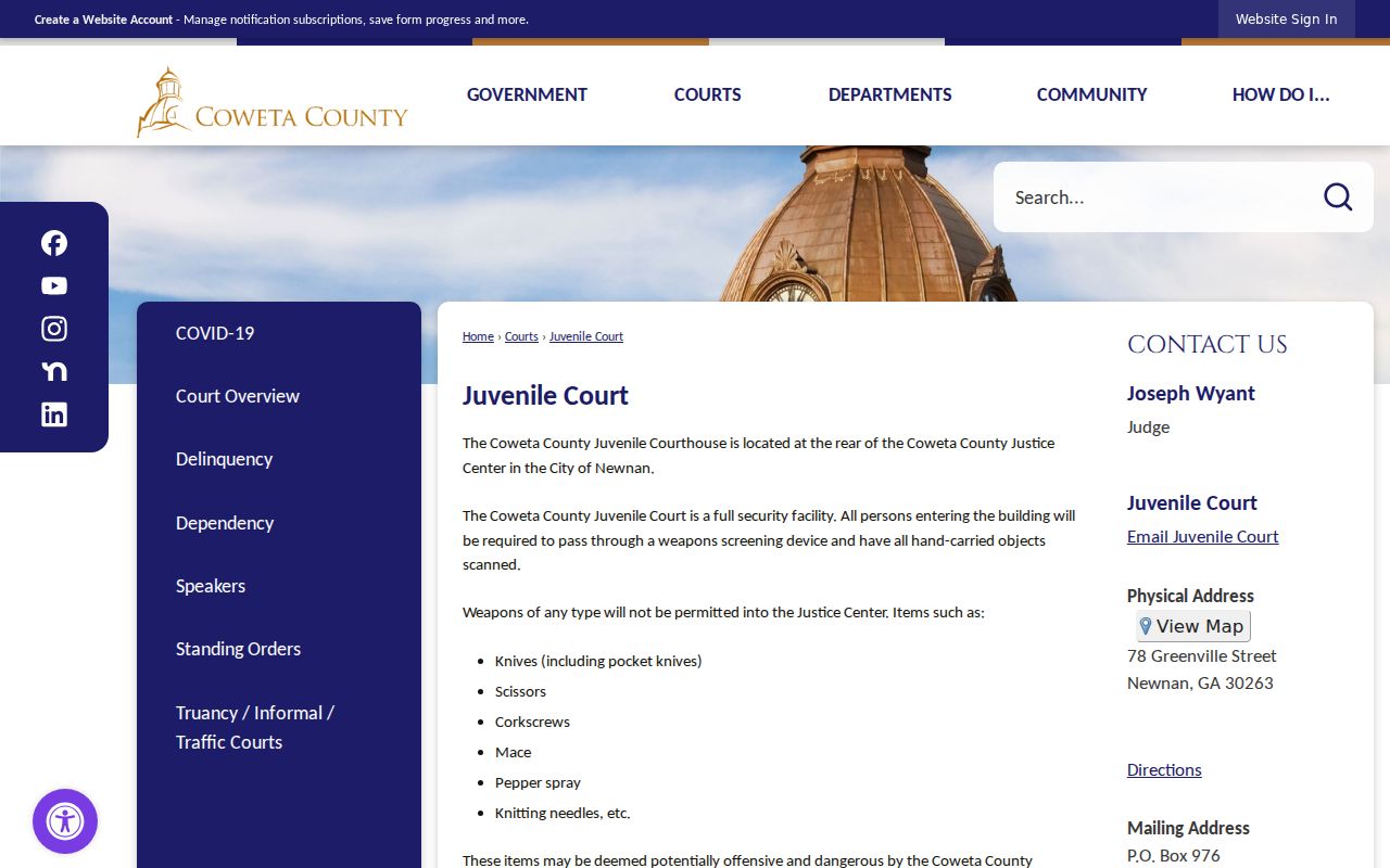 Coweta criminal court dockets and Juvenile Court access and security