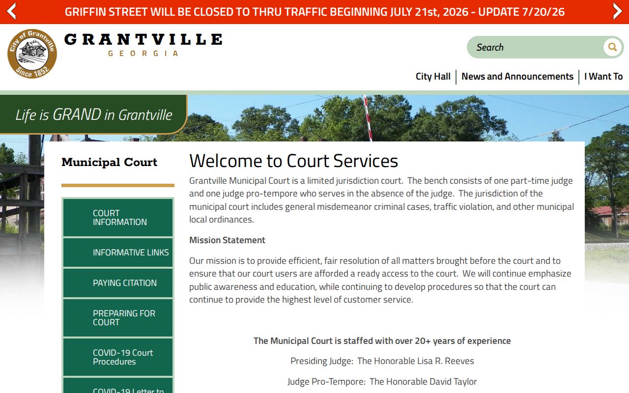 Grantville court docket and Grantville Municipal Court records