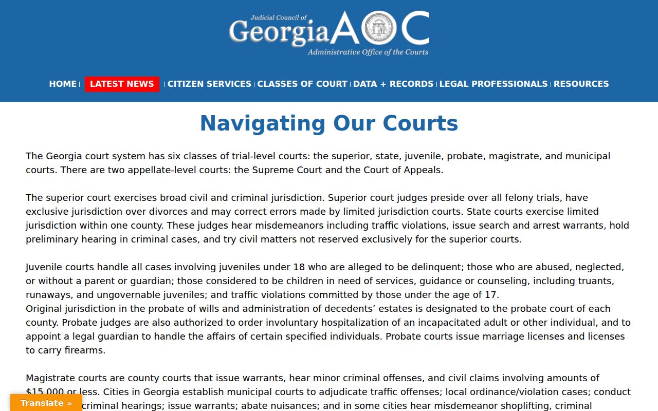 Coweta County court docket court structure and Georgia court navigation