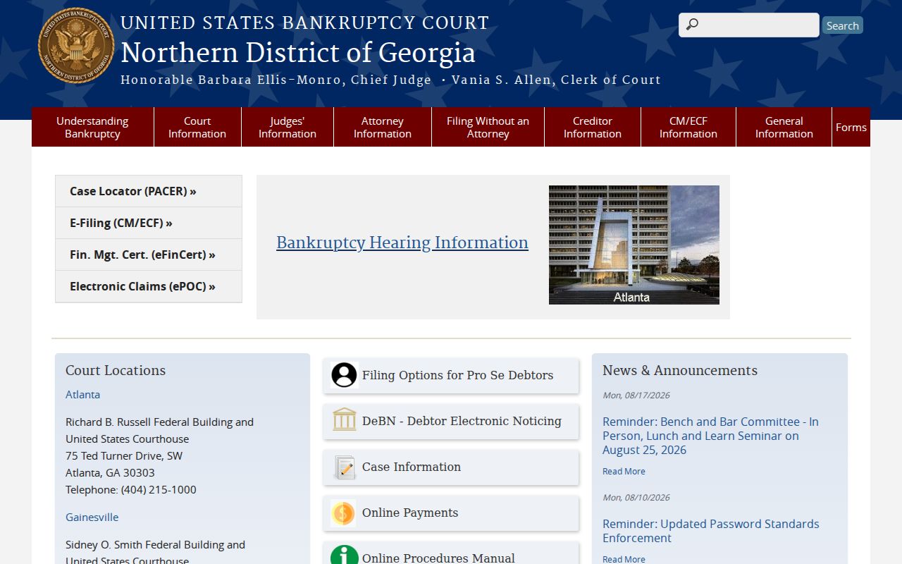 Newnan court docket and federal district court records