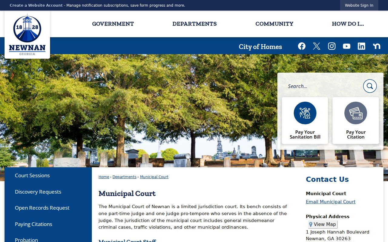 Newnan court docket and Newnan Municipal Court records