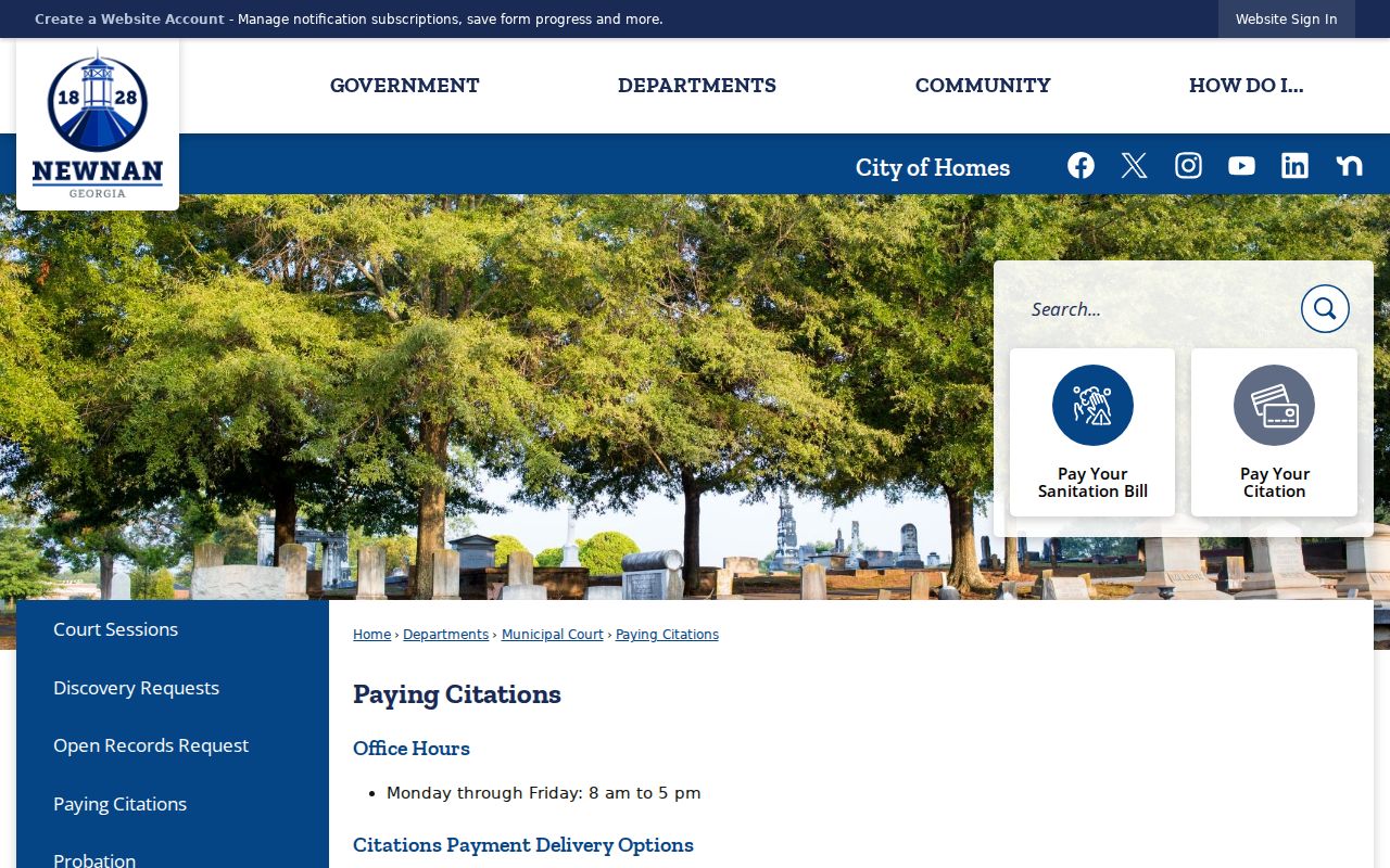 Newnan court docket and municipal citation payment record